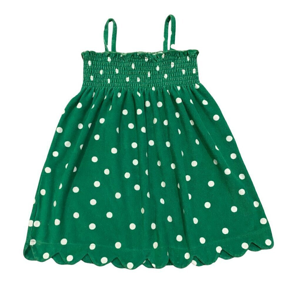 Hanna Andersson Girls 100/4 Green Terry Polka-Dot Swim Cover-Up - Like New!